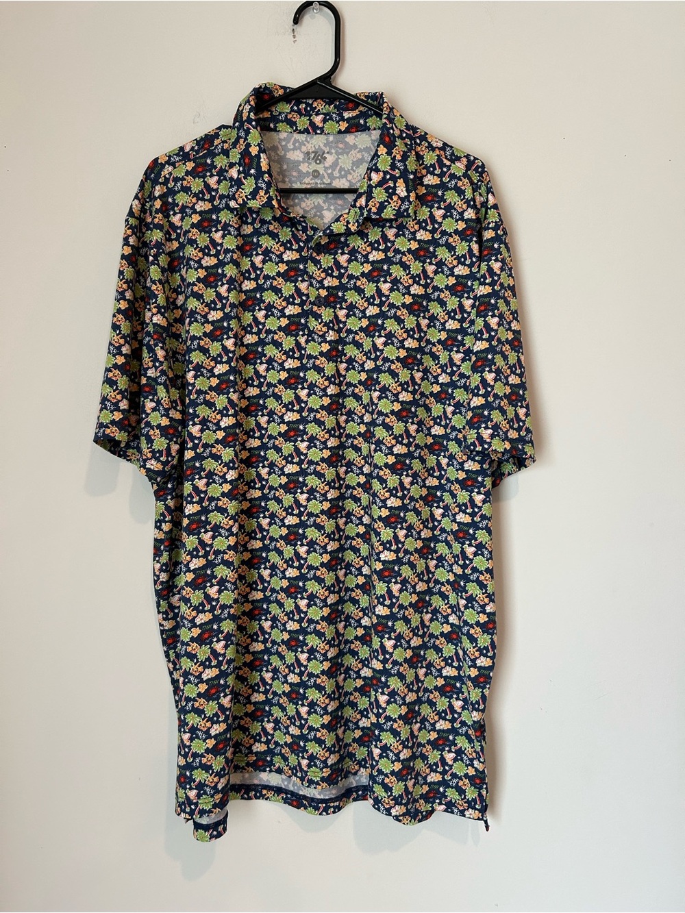 1764 Tropical Print 2XL Golf Polo Shirt